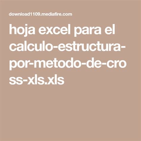 Hoja Excel Para El Calculo Estructura Por Metodo De Cross Xls Xls