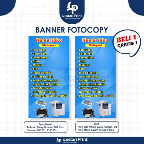 Banner Fotocopy Uk 50cm X 100cm Beli 1 Gratis 1 Custom Desain