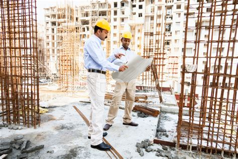 Indian Engineer Architect On Construction Site Stock Photo Royalty