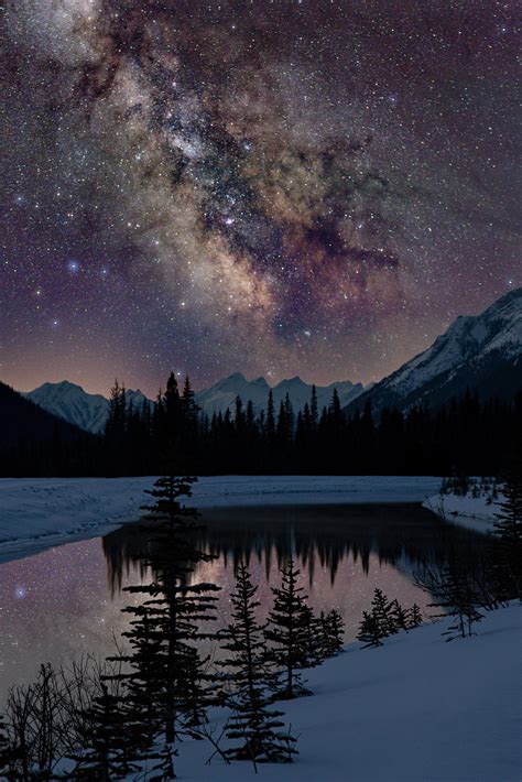 Milky Way Over The Mountains Kananaskis Alberta Landscapeastro