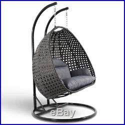 This egg chair has been manufactured from durable zinc plated steel and hdpe rattan, produced for. Rattan Hanging Chaise Lounge Chair Double Outdoor Egg ...