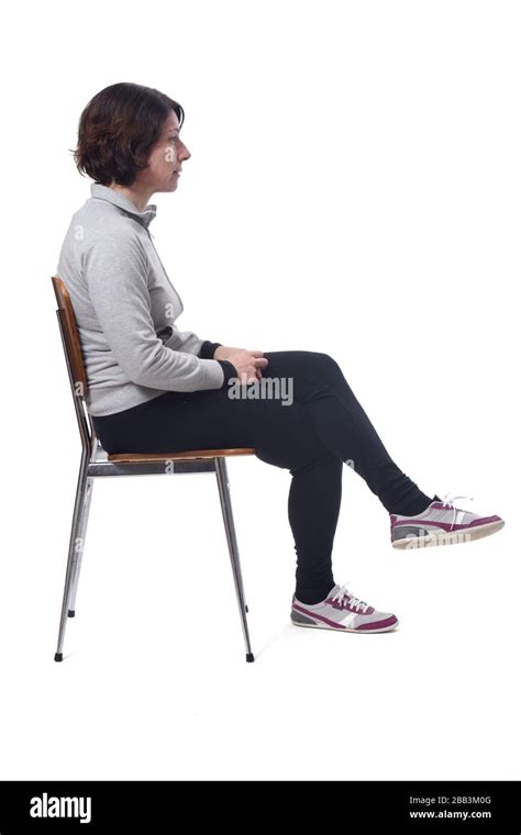 Woman Sitting Chair Side View Isolated Hi Res Stock Photography And