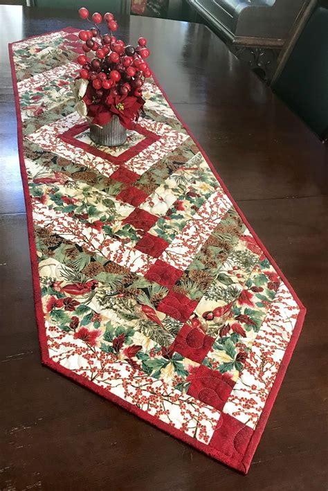 French Braid Xmas Holiday Quilted Table Runner Etsy C47