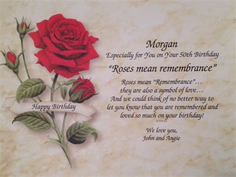 Birthday T Personalized Poem Roses Mean Remembrance For Mom