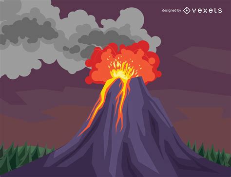 Descarga Vector De Dibujo De La Erupción Del Volcán