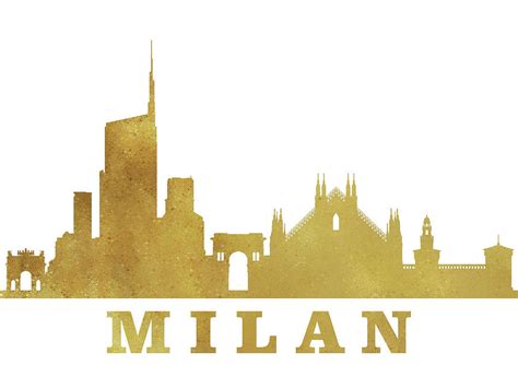 Milan Skyline Gold Digital Art By Erzebet S Pixels