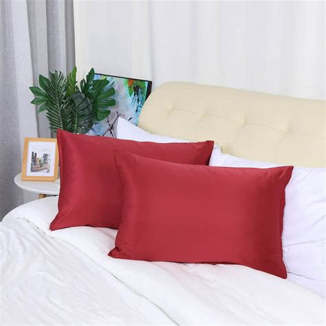 2 Pack Standard Silky Satin Pillowcases Zippered Pillow Cases Covers
