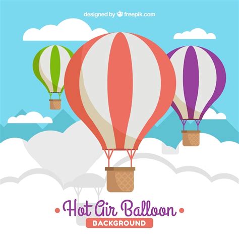 Fond De Ballons à Air Chaud Dans Le Ciel Avec Des Nuages Vecteur Gratuite