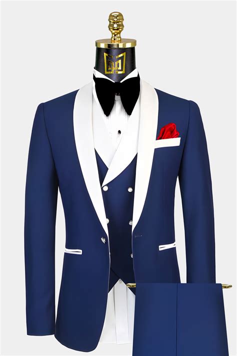 gentwith joliet navy blue slim fit velvet satin peak lapel tuxedo pe