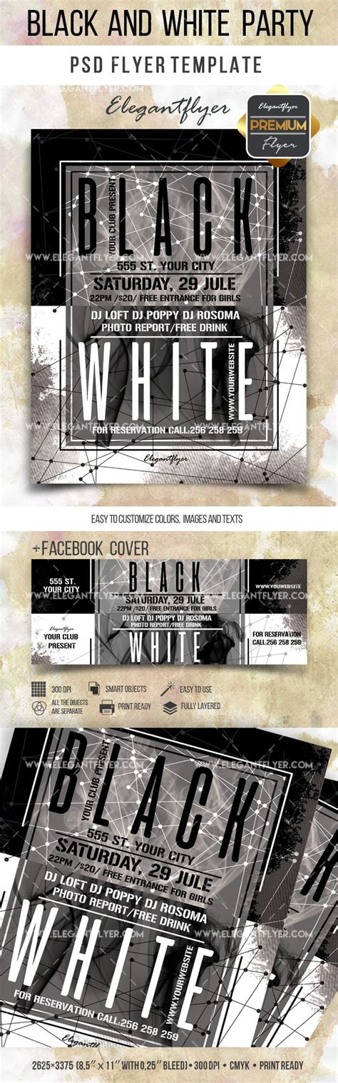 Gray Minimalist Black And White Party Premium Flyer Template Psd By