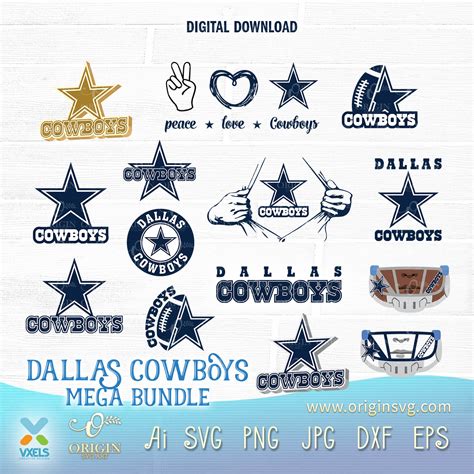 Dallas Cowboys Mega Bundle SVG NFL Lovers Mask Logo Vector Graphic