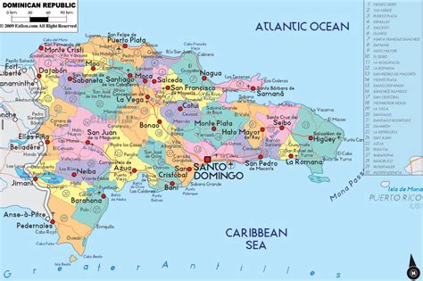 large political and administrative map of dominican republic with roads cities and airports