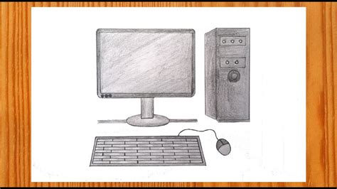 How To Draw Desktop Computer Step By Step Easy 🖥 Computer Drawing
