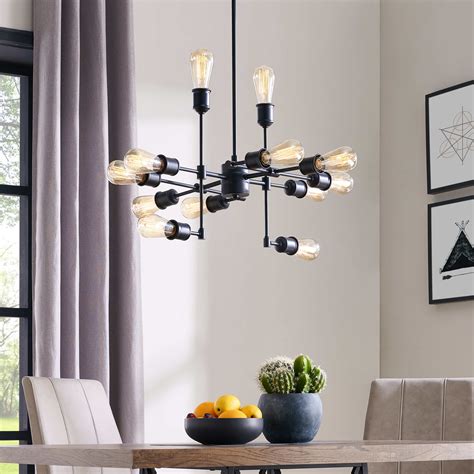 BELLEZE Mid Century Light Chandelier Modern Pendant Lighting Black Kitchen Foyer Dining Room