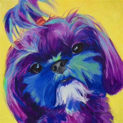 Shih Tzu Custom Pet Portrait Multi Color Dog Pop Art Dog Painting