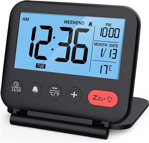 Noklead Digital Travel Alarm Clock For Bedroom Office Small Lcd Desk