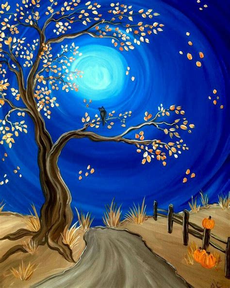 Pin By Rahul Giri On Painting Night Painting Tree Painting Autumn