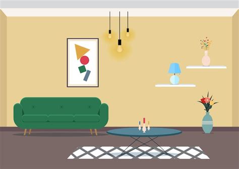 Premium Vector Modern Living Room Interior Design Vector