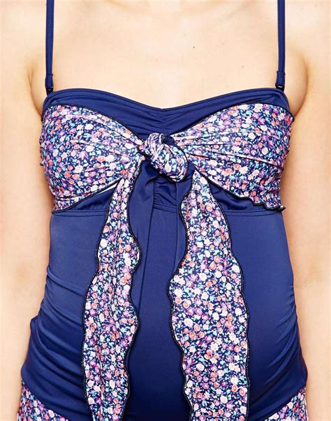 Asos Exclusive Swimwear Tankini Top With Floral Print In Blue Lyst