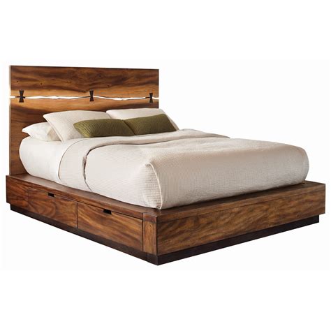 Coaster Winslow King Platform Bed With Live Edge Look And Storage