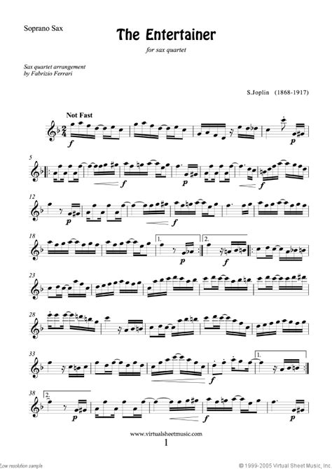Your source for free piano sheet music, lead. Joplin - The Entertainer sheet music for saxophone quartet PDF