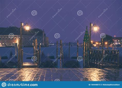 Venice Classic Lantern On Seafront Night View Stock Image Image Of