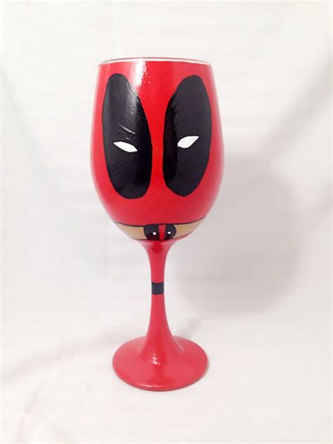 Deadpool Inspired Hand Painted Wine Glass Wine Glass Decor Hand