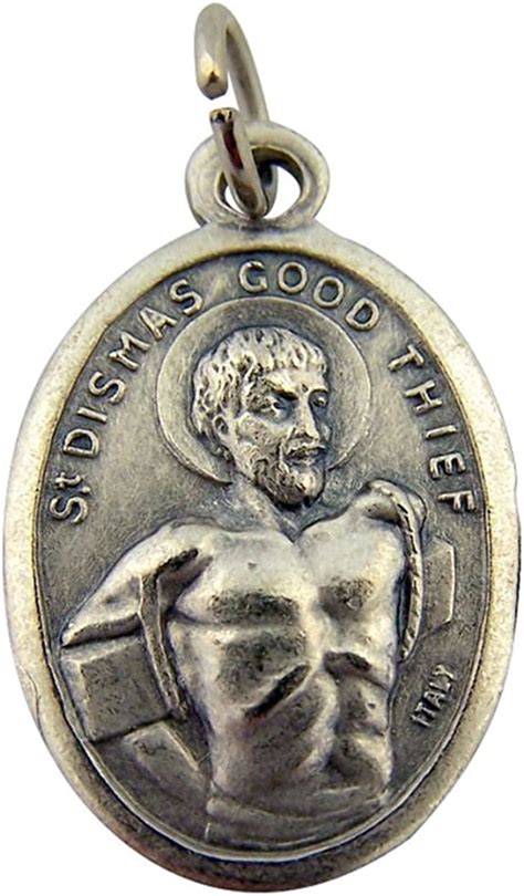 Silver Tone Saint St Dismas The Good Thief Medal Pendant 1 Inch