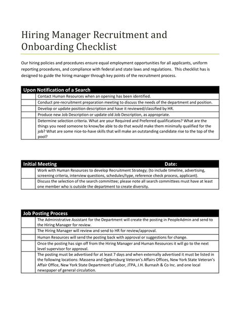 Hiring Employees Checklist 10 Examples Format How To Maximize Pdf