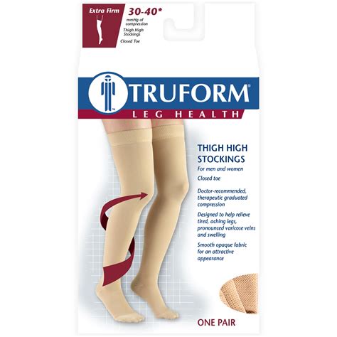 Truform Classic Medical Closed Toe Thigh High Silicone Dot Stay Up Top —