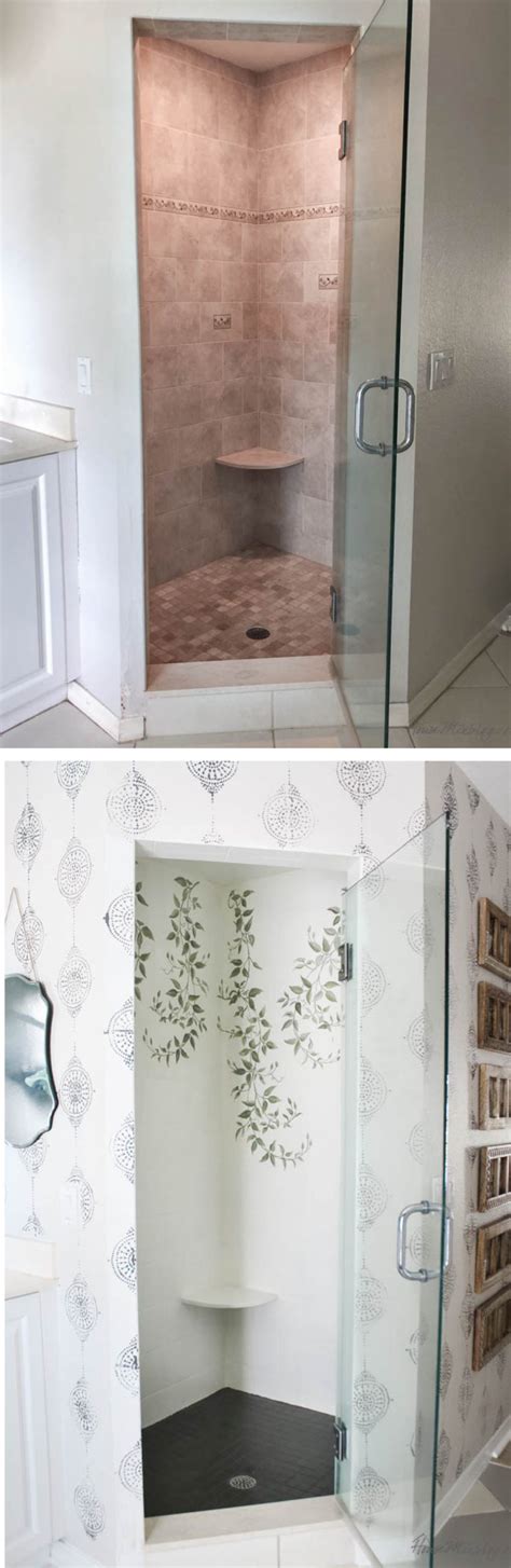 How To Paint Bathroom Tile Floor Shower Backsplash House Mix