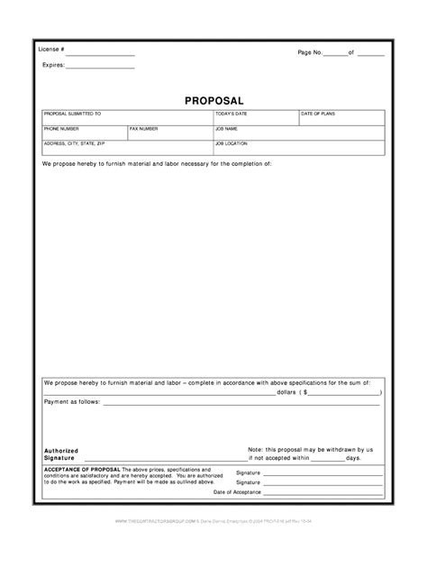 Free Printable Contractor Proposal Forms Printable Templates