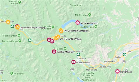 Campgrounds Banff National Park Map