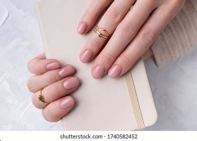 Womans Hands Nude Beige Pink Nail Stock Photo Shutterstock