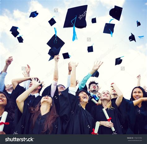 Stock Photo Graduation Caps Thrown In The Air 174215792 Tutor Portland