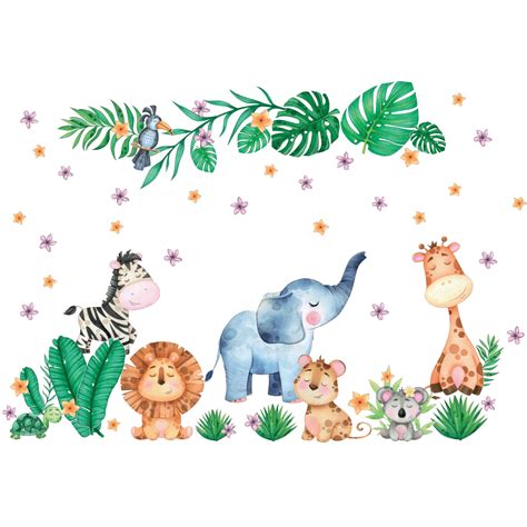 Stickers Géants Animaux De La Jungle Stickers Stickers BÉbÉs Fille