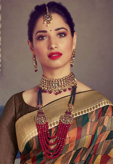 tamannaah bhatia beige crepe printed saree with blouse 65927 beautiful bollywood actress most