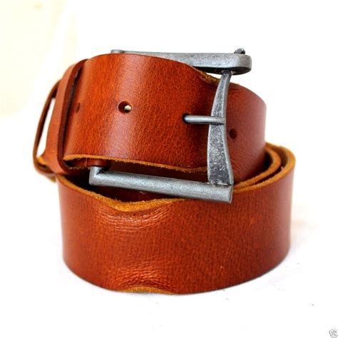Genuine Vintage Leather Belt 43 Mm Waist Handmade Classic Retro Bright