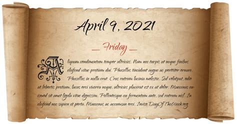 What Day Of The Week Was April 9 2021