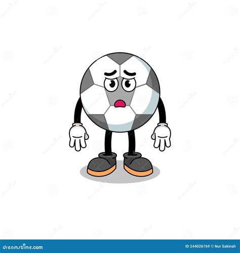 Soccer Ball Cartoon Illustration With Sad Face Stock Vector