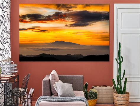 Sunset Mountains Wall Art Mountains Canvas Wall Decor Etsy