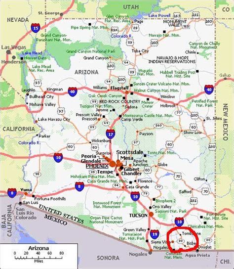 Pictures Of Bisbee Az Bisbees Location On This Map Is Circled In Red