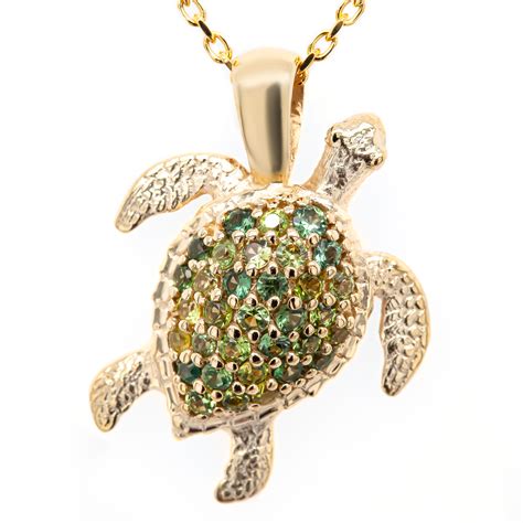 Sea Turtle Sapphire Shell Necklace World Treasure Designs Jewellery
