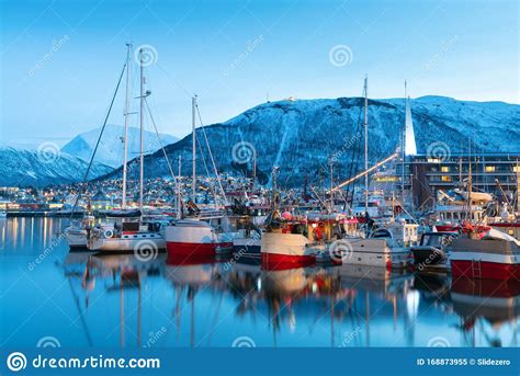 Harbor In Tromso Norway Tromso At Winter Stock Image Image Of