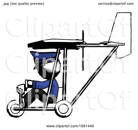 Ink Police Man In Ultralight Aircraft Side View By Leo