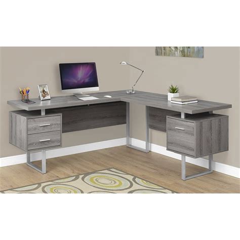 Monarch L Shaped Corner Computer Desk In Dark Taupe Homesquare