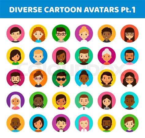 Diverse Cartoon Avatars Stock Vector Colourbox