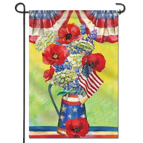 Anley Summer Flowers Patriotic Usa American Garden Flags Double Sided