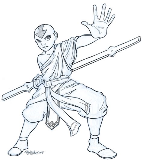 Aang Pose Inked By Amiraink