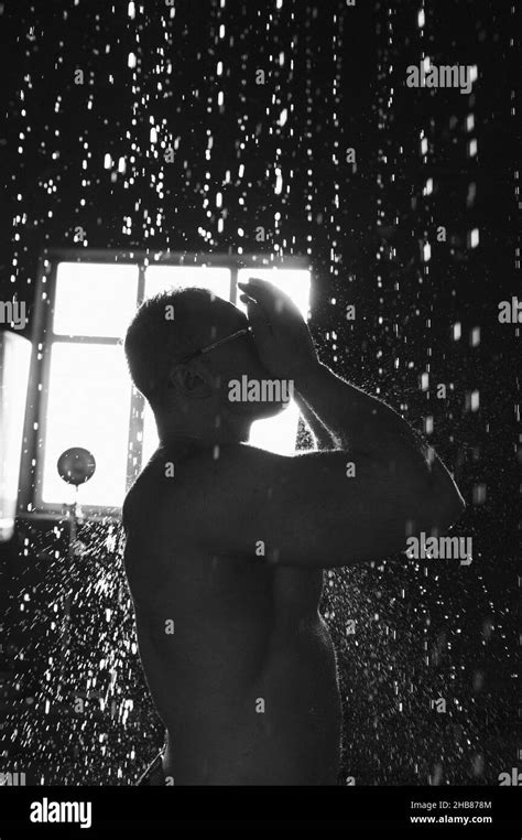 Handsome Muscular Man In Shower Individuality Stock Photo Alamy